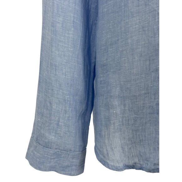 Tahari Light Blue Linen Relaxed Button Down Shirt Coastal Grandma Aesthetic XL - Picture 4 of 15